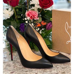 CHRISTIAN LOUBOUTIN  Pigalle Follies 100mm Leather Pumps Black Heels Shoes